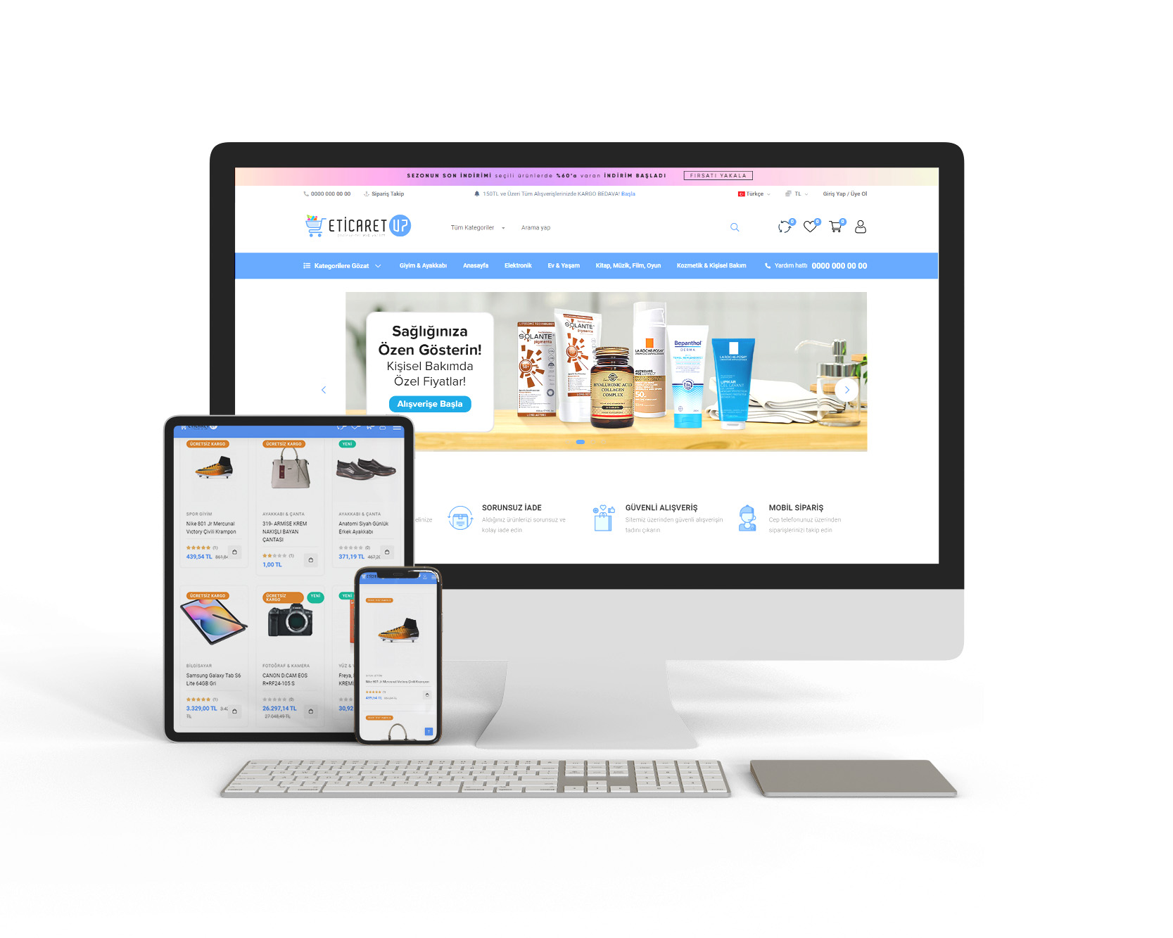 E-Ticaret Yazılımı - Her Sektöre Uygun - Çoklu Dil Desteği - Sanal Pos